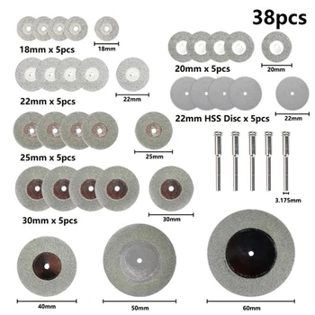 Mini Krožne Žage 38 Kos 16-60mm Diamantno Rezanje Videl Disk Za Dremel Rotacijski Orodja