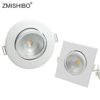 ZMISHIBO Spot LED COB Svetilke 10PCS/Veliko 110V 220V 5W 75 mm Cut Luknjo Krog, Kvadrat Kota Nastavljiva zgornja meja vgradne Svetilke