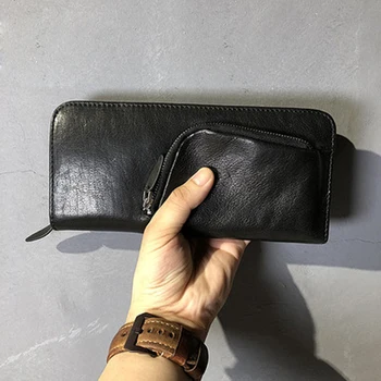 Prva plast iz cowhide retro ročno dolgo denarnica moška originalne usnjene denarnice sklopka vrečko mobilni telefon vrečko mehko plima leisur