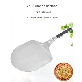 Pizza Lopato iz Nerjavečega Jekla Pizza Lupine z Zložljiv Ročaj za Obešanje Luknjo Pecivo Pizza Veslo Nož Kuhinjski Pribor za Peko