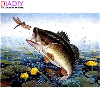5D DIY Diamond Vezenje Ribe Živali Diamond Slikarstvo Celoten Kvadratni Mozaik Navzkrižno Šiv Kit Doma Dekor Darilo