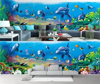 3D fantasy podmorskega sveta dolphin tematskih ozadju dekoracijo sten ozadje freske