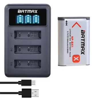 Batmax 1860mAh NP-BX1 NPBX1 Baterija +LED 3Slots USB Polnilec za Sony DSC RX1 RX100 AS100V M3 M2 HX300 HX400 HX50 HX60 GWP88 AS15