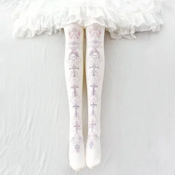 Angel Lolita seksi nogavice Japonski pantyhose dekleta dno nogavice žamet tiskanje Križ