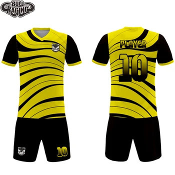 črna rumena nepravilno ukrivljeno proge meri nogometni dres določa tovarne po meri nogomet kompleti uniforme