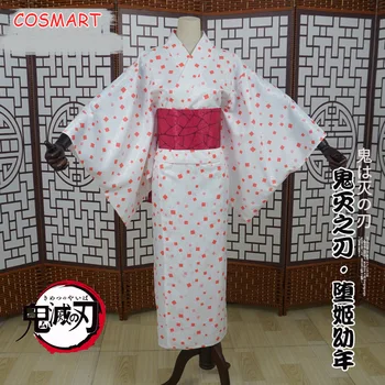 Anime Demon Slayer Kimetsu ne Yaiba Daki Cosplay Kostum Otroštva Kimono Enotno Halloween Obleko Za Ženske, Nove do leta 2020