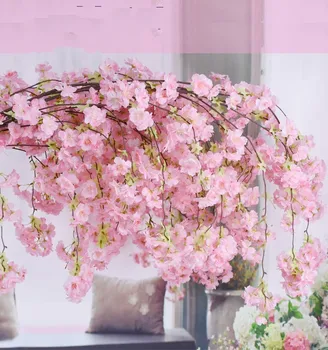 Štiri Veje Vsak Šopek Simulacije Češnjev Cvet 135 cm Dolgo Poroko Arch Dekorativni Cvet Doma Dnevna soba Dekor