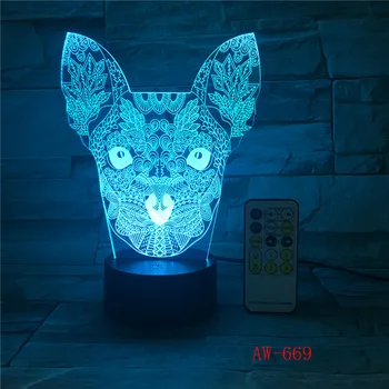 Luštna Mačka Lučka 7 Barv Spreminjanje Nočna Vzdušje Lahka 3D Razpoloženje Dotik Lučka Doma Dekor Dropshipping AW-669