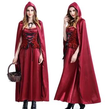 visoka kakovost Odraslih Rdeča kapica Cosplay Kostum Seksi Punk Gothic Čarovnica Obleka Za Halloween Party Vampire Queen Kostum
