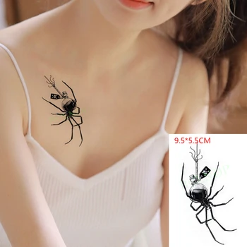 Nepremočljiva Začasni Tattoo Nalepke Okostje Pajek Insektov Črna Žival Steklenico Body Art Flash Tatto Ponaredek Tattoo, za Ženske in Moške