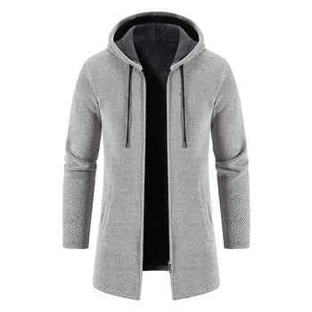 Moški Hooded Sweatercoats Dolgo Brezrokavniki Puloverji Nove Modne Moške Zimske Outwear Priložnostne Puloverji Runo Debelejši Tople Puloverje 4XL