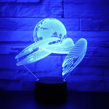 3D LED Noč Lahka Ladja vesoljsko Ladjo Zemljo v 7 Barvah Svetlobe za Dom Dekoracija Žarnice Neverjetno Vizualizacija Optične Iluzije
