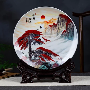 Jingdezhen Porcelana, Keramike Deset Palčni Krajinskega Slikarstva Dekoracijo Ploščo, Sedel Živijo Verandi Urad Za Dekoracijo