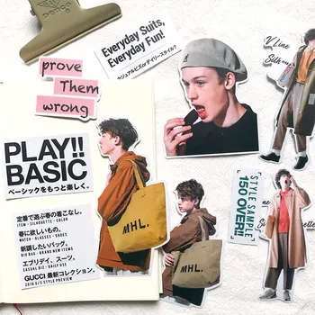 12Pcs/Paket Japonski Moški Fant Moda Nalepke Magzine DIY Obrti Scrapbooking Album List Načrtovalec Dekorativne Nalepke Paket