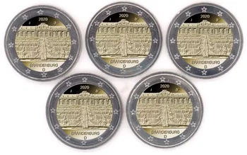 Nemčija do leta 2020 Euro 2 v Brandenburg Celoten Sklop Prvotnih Res Pravi Originalen Kovanec Evropske Zbirateljske Darilo Unc