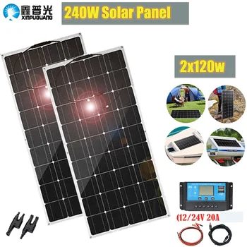 18V 120W Solarni Panel za Vgradnjo Prilagodljiv 240w 360w Monokristalne Celice 12V 24V Baterija Polnjenje Visok Izkoristek Fotonapetostne Module