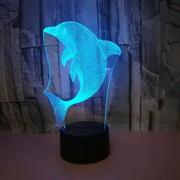 Dolphin 3d Nočna Pisane Dotik Oddaljen Nadzor Led 3d Lučka Visual Darila Led Nočna Lučka Luminaria De Mesa Otroci Lučka