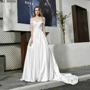 H&S POROČNE Poroka oblek 2020 Madeže Poročne Obleke Čipke Beading poročno obleko Off ramenski Poroka obleke Obleke vestido de noiva