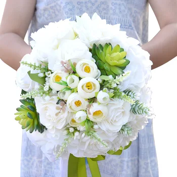 Beli Poročni Šopek 2019 Novo Poročno Cvetje, Poročne Šopke Pribor Šopek Material Umetna Buque De Noiva