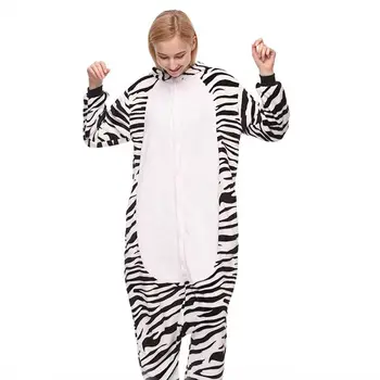 Živali Zebra Kostum Za Odrasle Moške Onesies Kigurumi Flanela Ženske Anime Jumpsuit Prikrivanje Onepiece Hooded Obleko