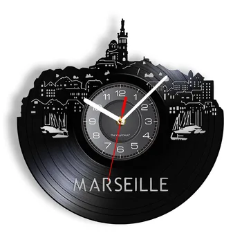 Marseille Skyline Vinil Zapis Stenske Ure Francija Točko Geografija Likovne Umetnosti Ura Evropi Dom Dekor Steno Gledal Nov Dom Darilo