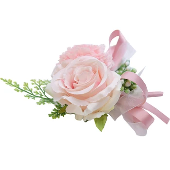 Romantično Poroko Corsage, Nevesta, Ženin Zapestje Cvet Za Družico Zapestnica Umetno Rose Cvetje, Poročni Dodatki, Darila