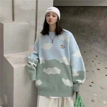 2022 Nov Veter Dan Trend Svoboden Divje Plesti SweaterVintage Zimski Pulover Mens O-Vrat Korejski Modnih Pulover