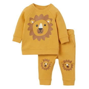 Baby Girl Obleke 2021 Nove Jesensko Priložnostne Bombaž blagovne Znamke Malčka Roza Živali Pulover + lev Tiskanja Hlače Otroke Nastavite 20783