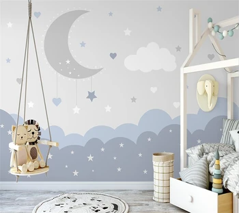 welyu po Meri 3d Nordijska ročno poslikano minimalističen luna zvezdnato nebo ozadja otroški sobi zaprtih prostorih vrtca TV ozadju stene