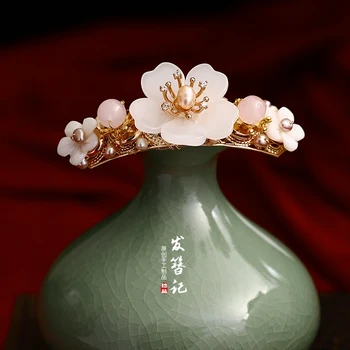 Kitajski Tradicionalni slog ostra ročno U-oblikovan pribor za lase lasnice Palico Krono glavo Hanfu pribor cvet za dekle