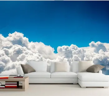 Po meri 3D freske,modro nebo, beli oblak 3d sliko za ozadje,hotel, restavracija, dnevni prostor kavč, TV steni spalnice de papel parede
