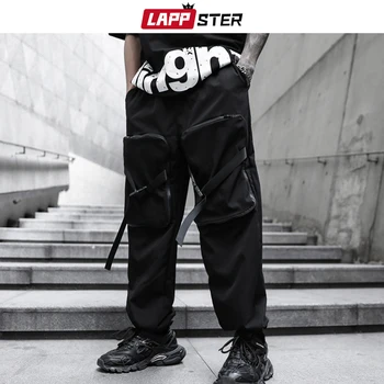 LAPPSTER Moških Veliki Žepi Tovora Hlače 2022 Mens Japonski Ulične Vrečasta Joggers Sweatpants Moški Black Punk Hlač