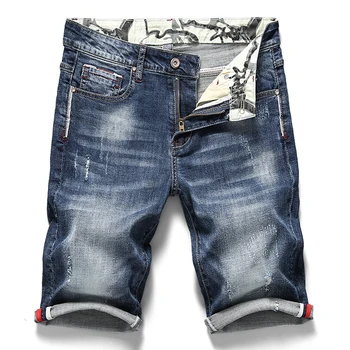 Poletje Novih Moških Stretch Kratke Jeans, Moda za Priložnostne Slim Fit Visoke Kakovosti Elastična Denim Kratke hlace Moški blagovne Znamke Oblačil