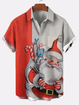 2021 New Cross Santa Claus Seriji 3D Digitalni Tisk Trend Ohlapno Majico s Kratkimi rokavi Moški Vrh
