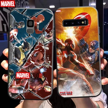 Marvel Avengers Primeru Telefon Za Samsung Galaxy S10 S10E S10 Lite S8 S9 Plus Samsung S10 5G Coque Funda Črna Tekočina, Silicij
