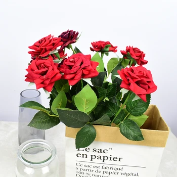 7pcs Visoko Kakovostnih Umetnih Rose DIY Umetne Svile Cvet Doma Stranka Poročno Dekoracijo Valentinovo