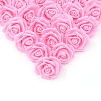 100 kozarcev 8 cm Umetno Cvetje Rose Pravi Dotik Ponaredek Pene Vrtnice za DIY Šopke svate Baby Tuš Doma Dekoracijo