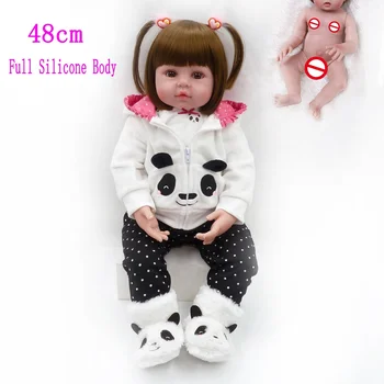 48 cm 19 palca Celotno Telo, Silikonski Prerojeni Baby Doll Igrača za Dekle Realne Veren Princesa Lutka Kopanje Bonecas Otroci Soigralec Igrače
