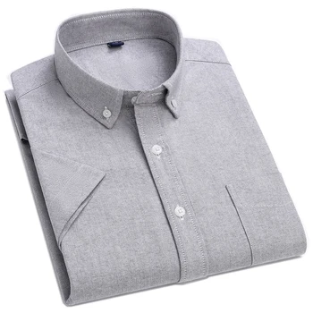 AOLIWEN 100% Bombaž Oxford Majice Kratek Rokav Formalno Obrabe Barva Človek Srajce Prsih Pocket Design Kakovost Luksuznih