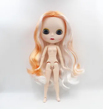 Blygirl,Blyth lutka, bledo oranžno in belo mešano kodre, 19 sklepov in redni telo, motnega obraz lupini golih lutka