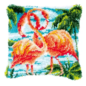 Zapah Kavljem Komplet z Vnaprej Natisnjeni Vzorec za Odrasle Začetnike DIY Kvačkanje Preja Kompleti Vrgel Blazino Kritje Kavč, Blazine Kritje Flamingo