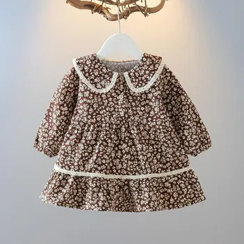 Baby Dekleta Cvetlični Obleko 2022 Pomlad Jesen korejski Srčkan Otroci Ponaredek Dva Kosa Malčka Dekle Priložnostne Obleke Vestidos y45