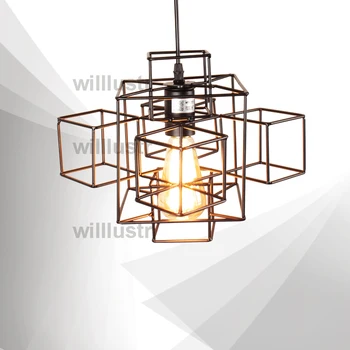 Willlustr kovinski povzetek geometrijo OBESEK LAHKA industrija mansarda Edison Žarnico, ki visi razsvetljavo Ameriški državi vzmetenje lučka