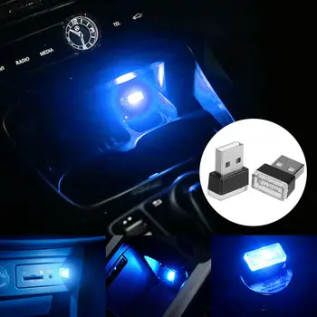 Mini Modra USB Lučka LED Modeliranje Avto Okoljske Svetlobe Neon Notranje zadeve Sijalka Avto, Nakit Universal Pribor