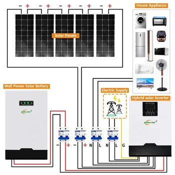 Hibridni Sistem Solarni Komplet 5Kw 10Kw 12Kw 15Kw 18Kw 20Kw 25Kw 30Kw Off Grid Sončne Energije, Energije Sistema za Shranjevanje Doma Komercialne