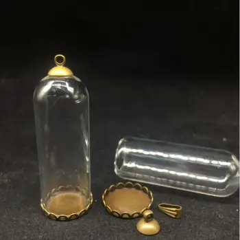 10pcs/veliko 18x50mm diy Ročno kristalno Steklo Ogrlica Pregleden, ki želijo steklene krogle bronasto čipke pladenj za nakit iskanje Darilo