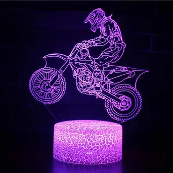 Nova 3d Motociklistična Lučka Stereo Ustvarjalno Darilo Noč Namizno Svetilko Novost, Božični Okraski Darilo Za Babytable Sijalke Svetloba