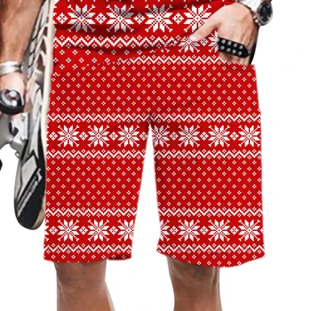 Božič Vzorec Elastični Pas Moda Priložnostne Moške kratke Hlače Moški za Moške Poletne Hlače 3D Tiskanih Kul Smešno Svoboden, Plavanje, Plaža