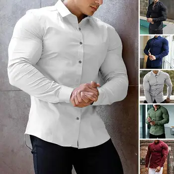 3xl Nove jesen in zimo, elastična sila non-iron men ' s long sleeved poslovanje priložnostne srajco barva mercerized navpično majica