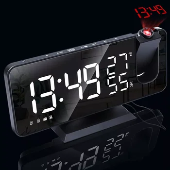 LED Digitalna Budilka Watch Tabela Elektronski Namizne Ure USB Wake Up FM Radio Čas Projektor Dremež Funkcija 2 Alarm 2#